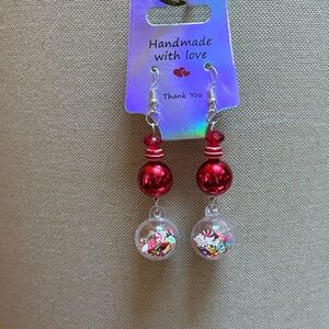Chic Red and Silver Handmade Earrings